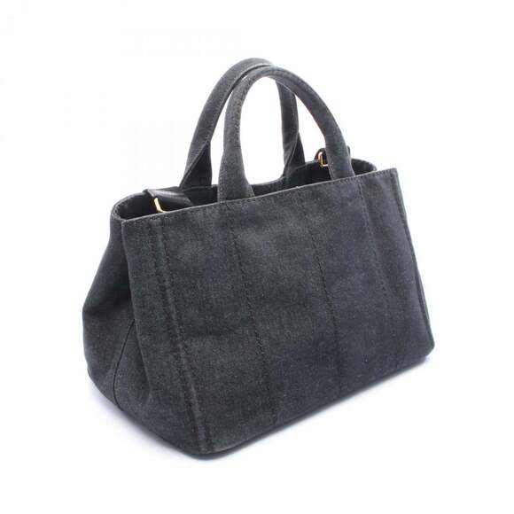 Prada Denim Canapa Tote Bag, Women's, Navy, 1BG642 - Picture 2 of 7